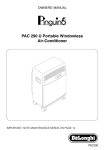 DeLonghi PAC 290 U Specifications