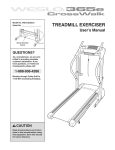 Weslo Crosswalk 365e Treadmill User`s manual