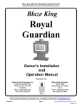 Blaze King Royal Guardian RGT-3001 Owner`s manual