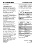 Crestron infiNET Gateway C2N-MNETGW Specifications