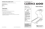 Weslo Cadence 600 Treadmill User`s manual