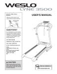 Weslo Lyne 3500 Treadmill User`s manual