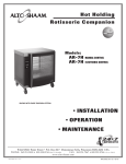 Alto-Shaam AR-7H Operating instructions