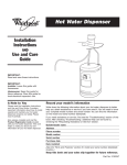 Whirlpool Hot water dispenser Specifications