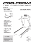 ProForm 780 Crosswalk Treadmill User`s manual
