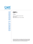 Cary Audio Design CDP 1 Owner`s manual