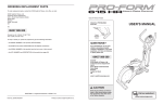 ProForm 615 Hr Elliptical User`s manual