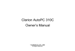 Clarion AUTOPC 310C Owner`s manual