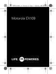 Motorola EX109 Product specifications