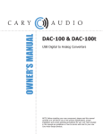 Cary Audio Design DAC-100t Owner`s manual