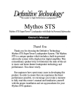Definitive Technology Mythos Mythos STS Owner`s manual