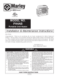 MODEL NO. PH4AB Installation & Maintenance