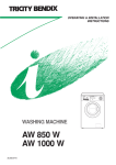 BENDIX washing machine Specifications