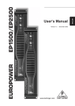 Behringer EUROPOWER EP1500 User`s manual
