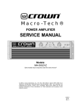 Crown Macro-Tech 5002VZ Service manual