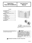 Quiet Zone Room Air Conditioner Use And Care Manual