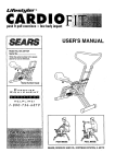 Sears Lifestyler CARDIO FIT PLUS User`s manual