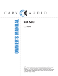 Cary Audio Design CD-500 Owner`s manual