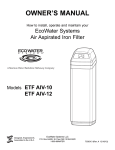 EcoWater ETF AIV-12 Owner`s manual