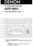 Denon AVR 588 - AV Receiver Operating instructions