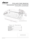 Use and Care Manual Millennia® Electric Cooktop