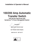 Briggs & Stratton 100 AMP AUTOMATIC TRANSFER SWITCH Operator`s manual
