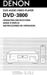 Denon DVD-3800 Operating instructions