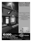 Briggs & Stratton 10000 Watt Home Generator System Owner`s manual