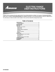 ELECTRIC RANGE USER INSTRUCTIONS