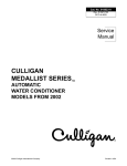 Culligan Medallist Series Service manual