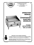 Wells ELECTRIC GRIDDLE Operating instructions