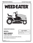 Weed Eater 960180001 Operator`s manual