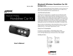 Wagan Wireless Handsfree Car Kit Operating instructions