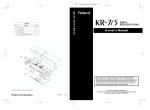 Roland KR-3 Owner`s manual