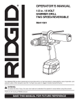 RIDGID R8411501 Operator`s manual