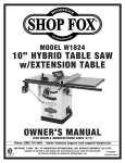 Woodstock SHOP FOX W1824 Owner`s manual