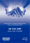 DeLonghi DE 926 GWF Specifications