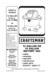 Craftsman 17965 - 6 Gal. Wet/Dry Vac Owner`s manual