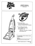 Royal Appliance Upright Vacuum Cleaner Owner`s manual