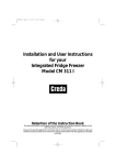 Installation and User Instructions for your Integrated Fridge Freezer