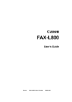 Canon FAX-L800 User`s guide