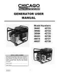 Chicago Electric 42728 Generator User manual