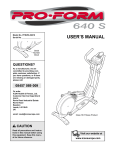 ProForm PFEVEL29010 User`s manual