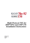 Multi Protocol NIC for DDP70/92 and EMP 156 Installation