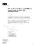 Release Notes for Cisco uBR904 Cable Access Router for Cisco