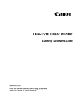 Canon LASER SHOT LBP-1210 User`s guide