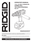 RIDGID R851150 Operator`s manual