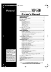 Roland MP-500 Owner`s manual