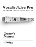 Vocalist Live Harmony Owner`s manual