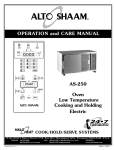 OPERATION and CARE MANUAL AS-250 Oven Low Temperature